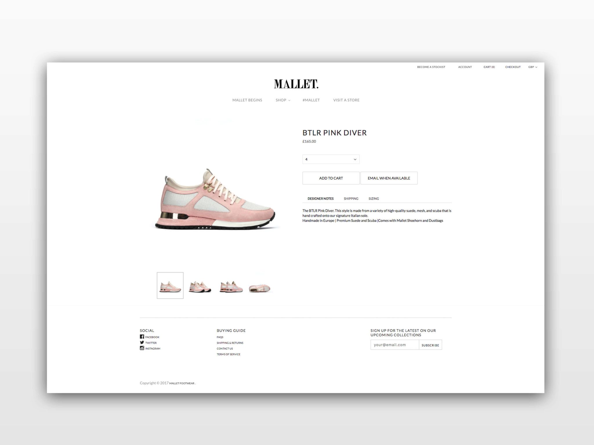 Mallet Footwear Shopify Weebsite